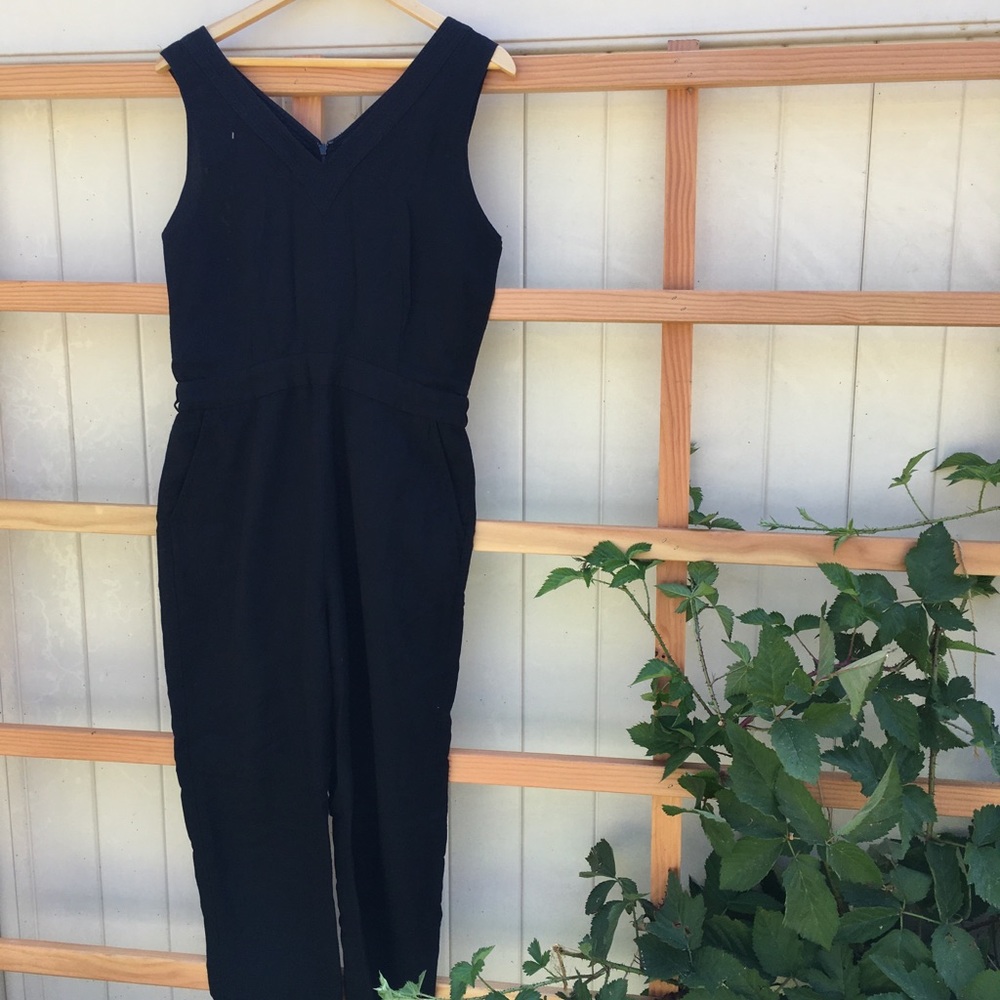 Madewell black linen blend jumpsuit